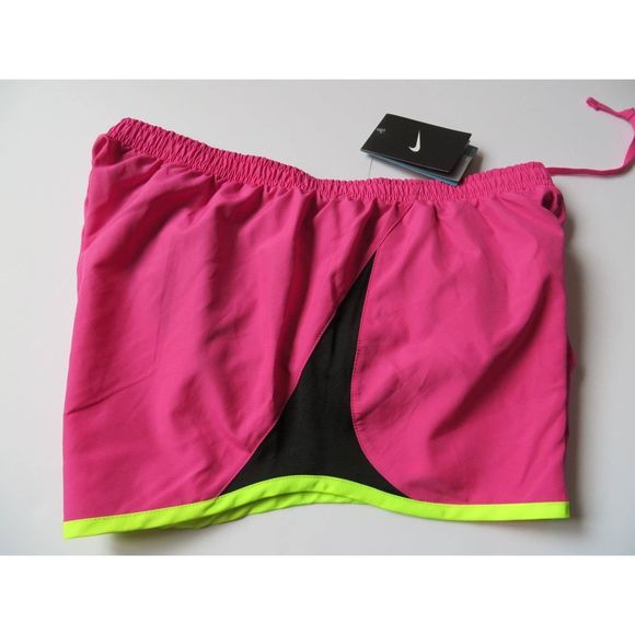 NEW Women's XS NIKE DRI-FIT 5K Running Training Shorts Pink Black 573728-667 - Picture 2 of 6